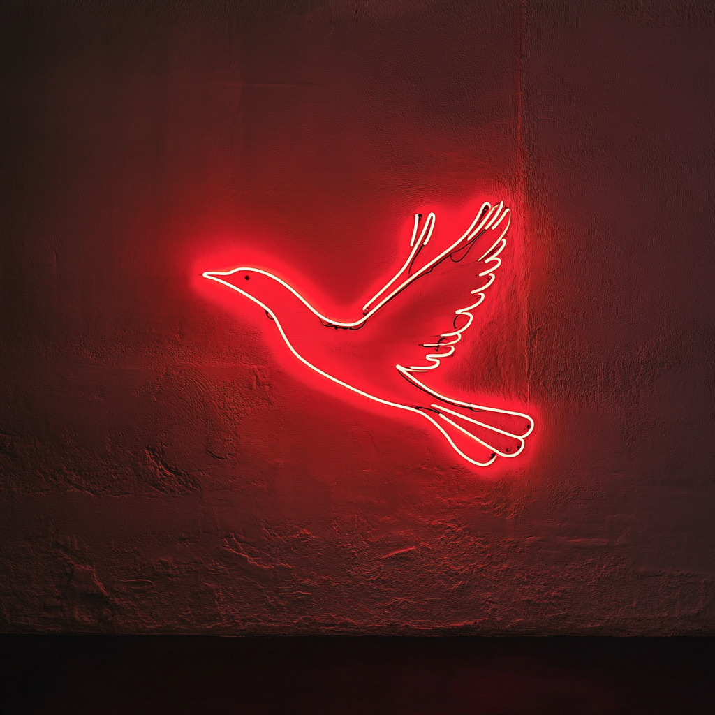 Bird in Flight - Red Neon Sign, 18 Inches