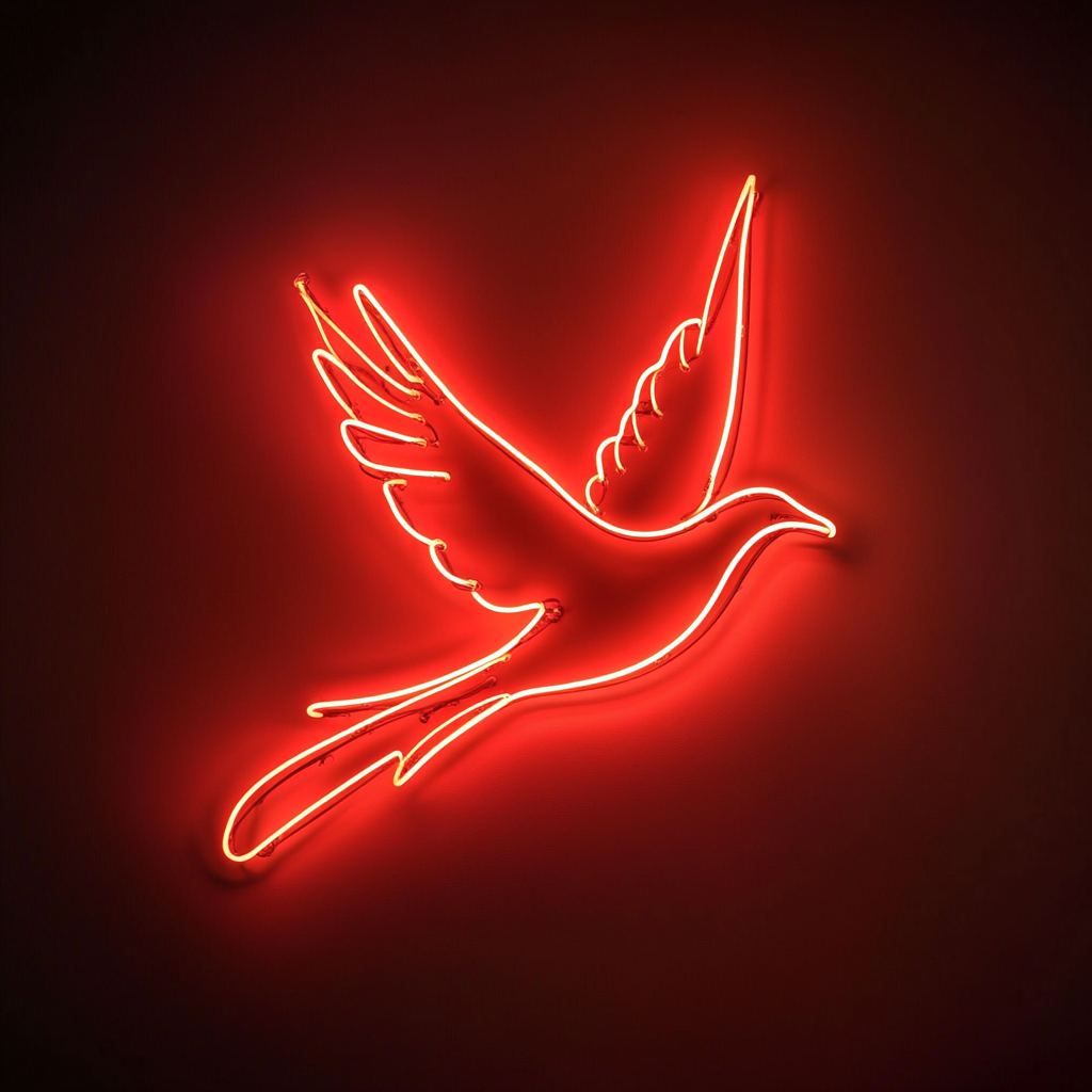 Bird in Flight - Red Neon Sign, 24 Inches
