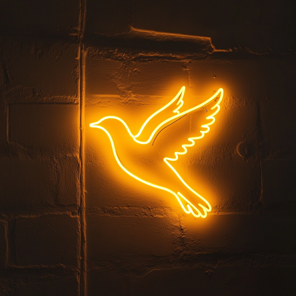 Bird in Flight - Yellow Neon Sign, 18 Inches