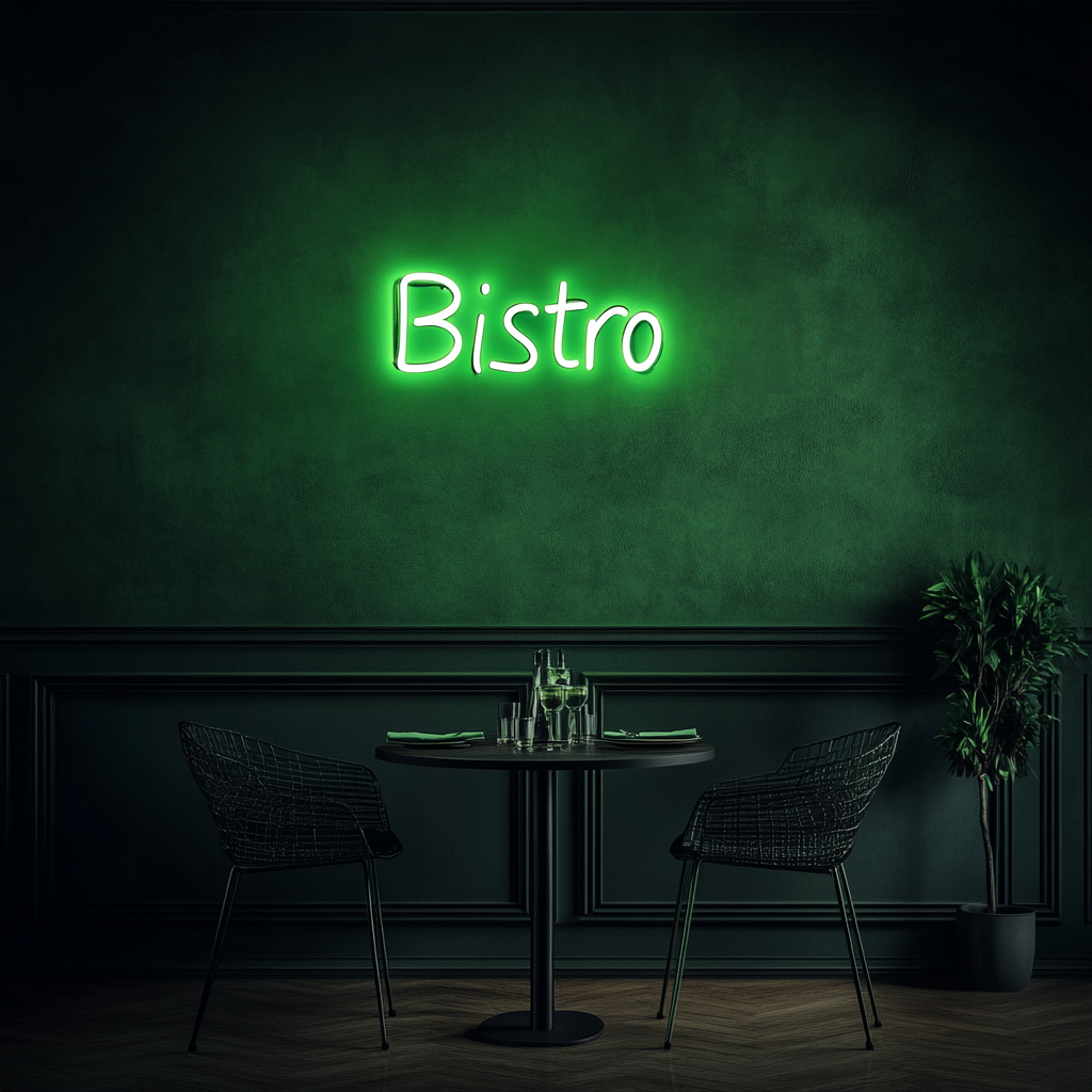 "Bistro" - Green Neon Sign, 24 Inches