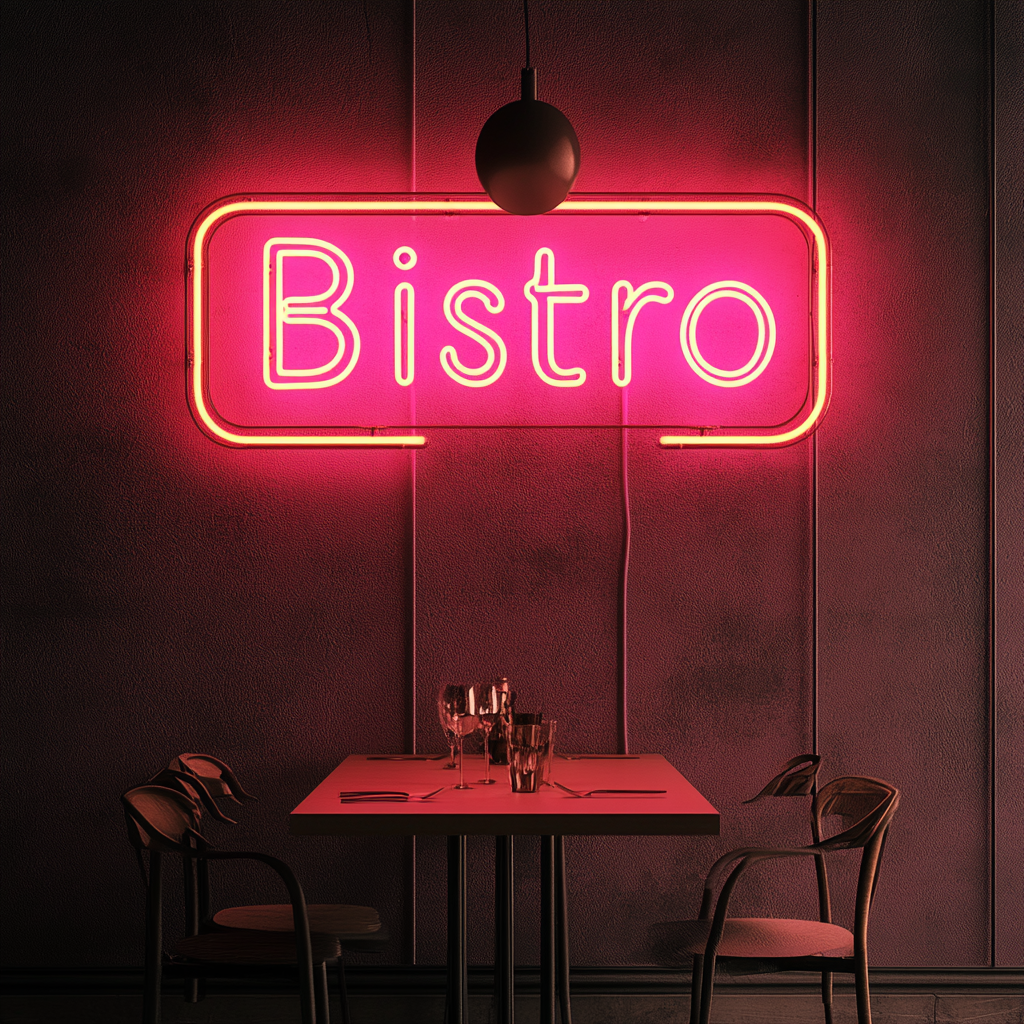 "Bistro" - Pink Neon Sign, 24 Inches