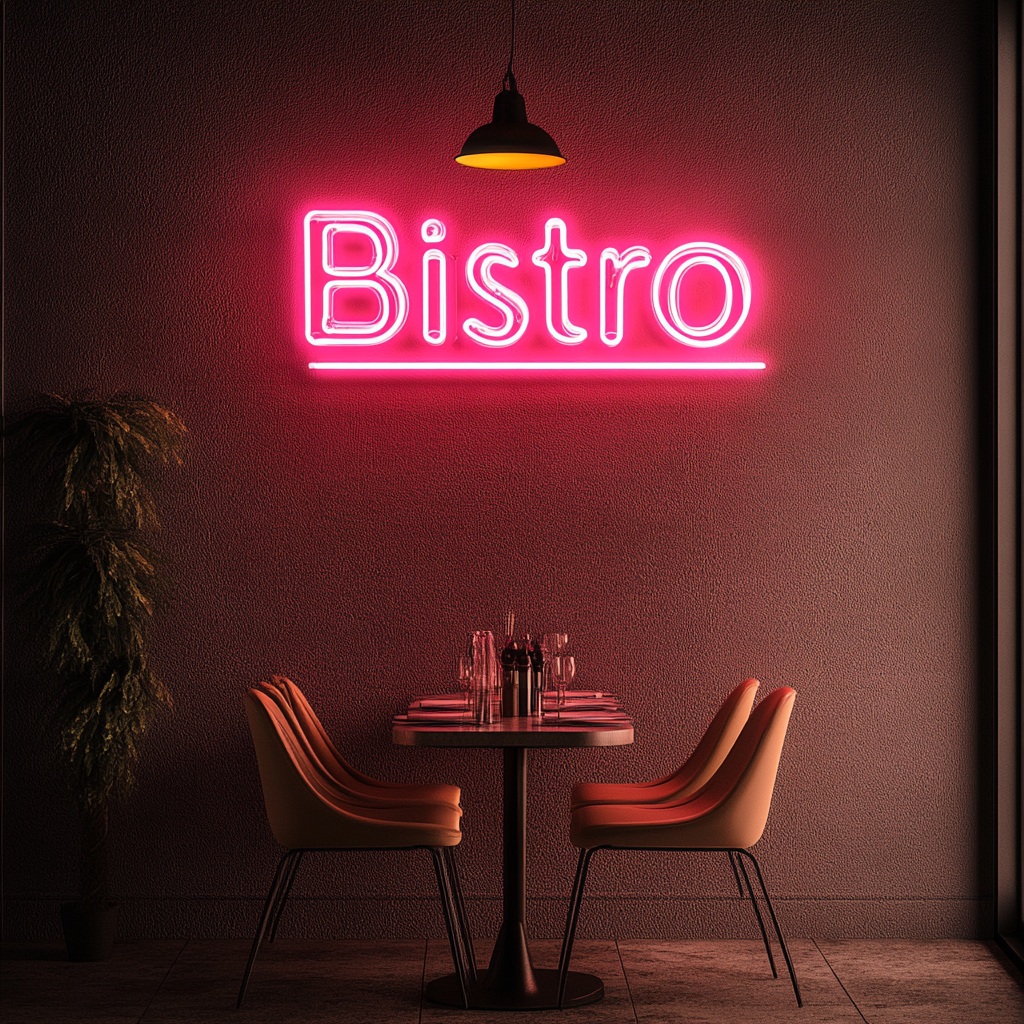 "Bistro" - Pink Neon Sign, 24 Inches