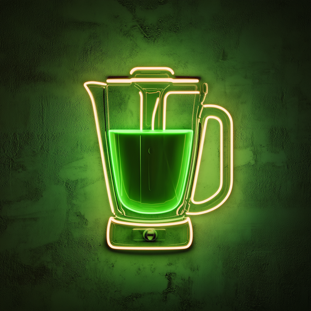 Blender with Smoothie - Green Neon Sign, 24 Inches