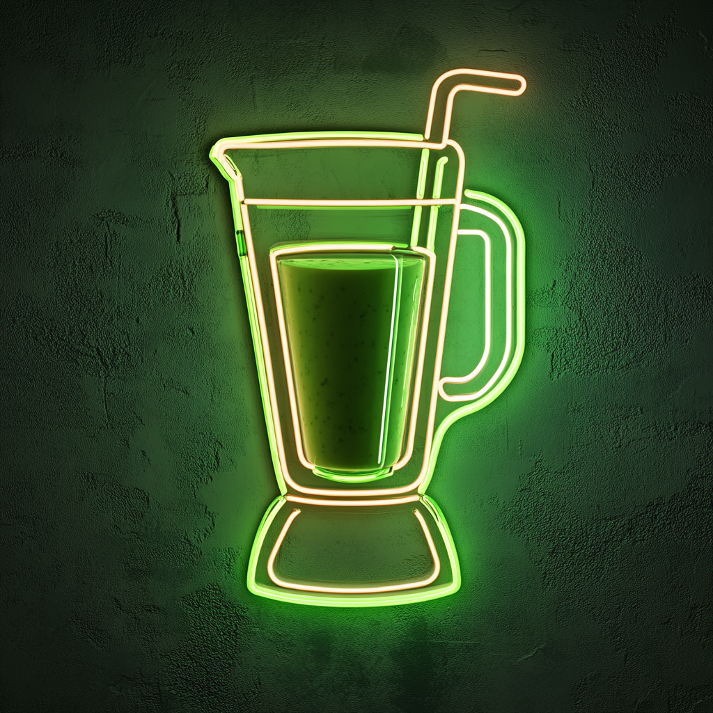 Blender with Smoothie - Green Neon Sign, 24 Inches