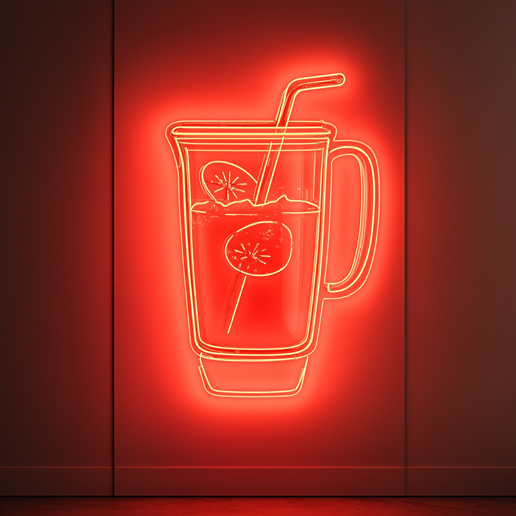 Blender with Smoothie - Red Neon Sign, 18 Inches