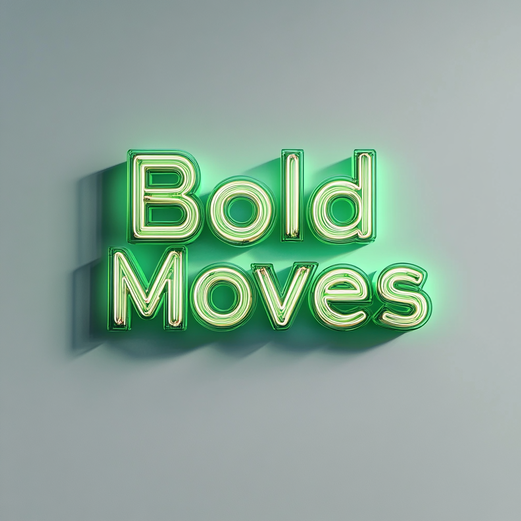 "Bold Moves" - Green Neon Sign, 24 Inches