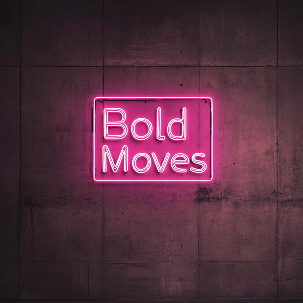 "Bold Moves" - Pink Neon Sign, 24 Inches