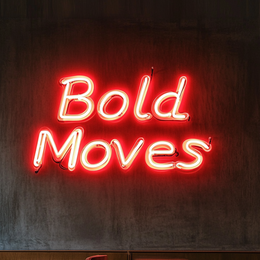 "Bold Moves" - Red Neon Sign, 24 Inches