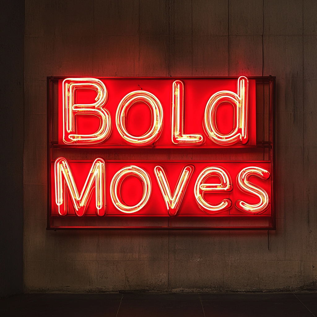 "Bold Moves" - Red Neon Sign, 24 Inches
