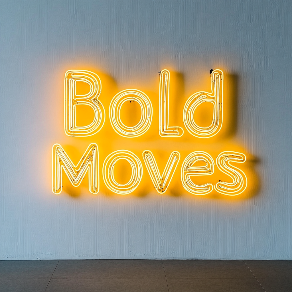 "Bold Moves" - Yellow Neon Sign, 24 Inches
