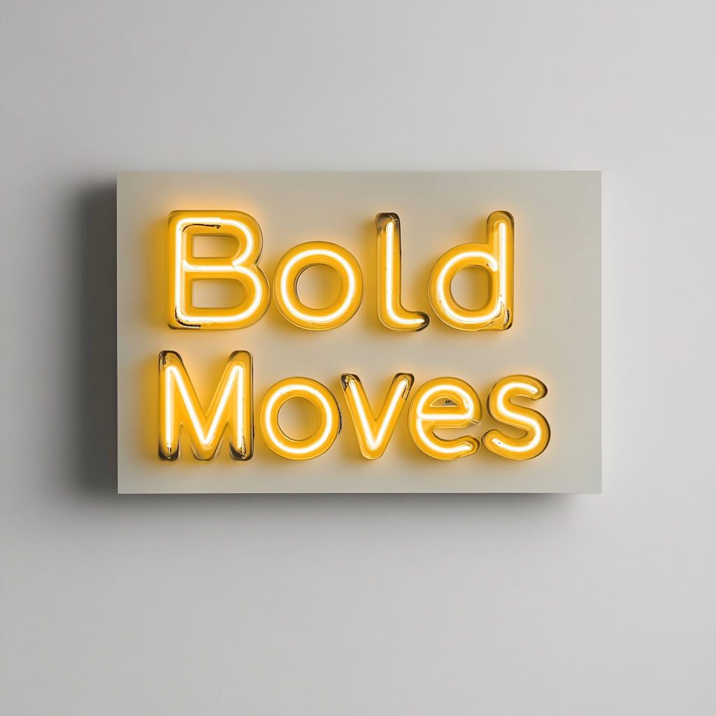 "Bold Moves" - Yellow Neon Sign, 24 Inches