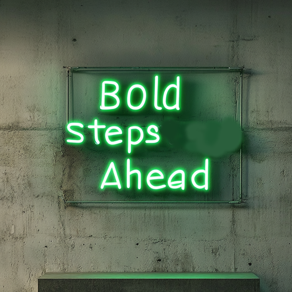 "Bold Steps Ahead" - Green Neon Sign, 24 Inches