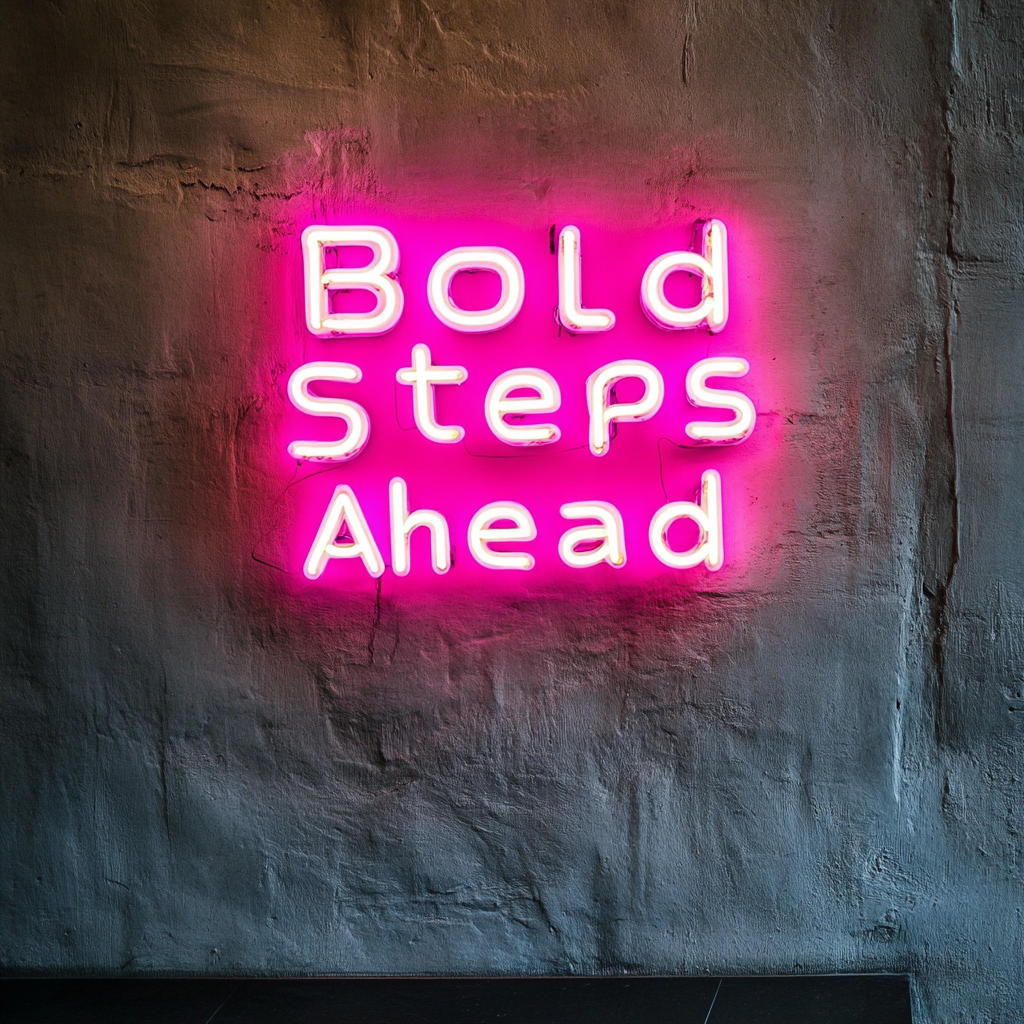"Bold Steps Ahead" - Pink Neon Sign, 24 Inches