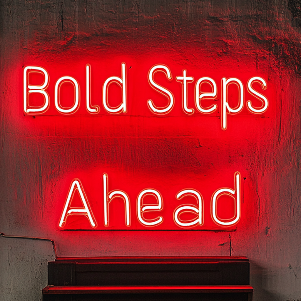 "Bold Steps Ahead" - Red Neon Sign, 24 Inches