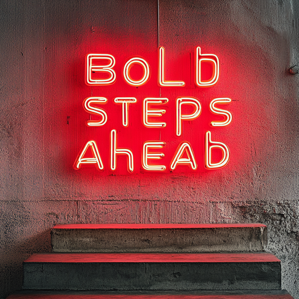 "Bold Steps Ahead" - Red Neon Sign, 24 Inches
