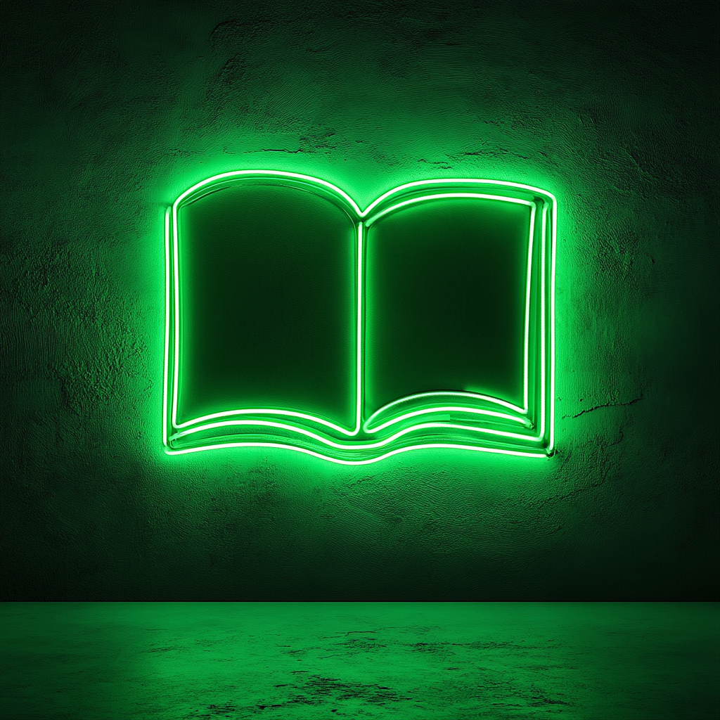 Book - Green Neon Sign, 24 Inches