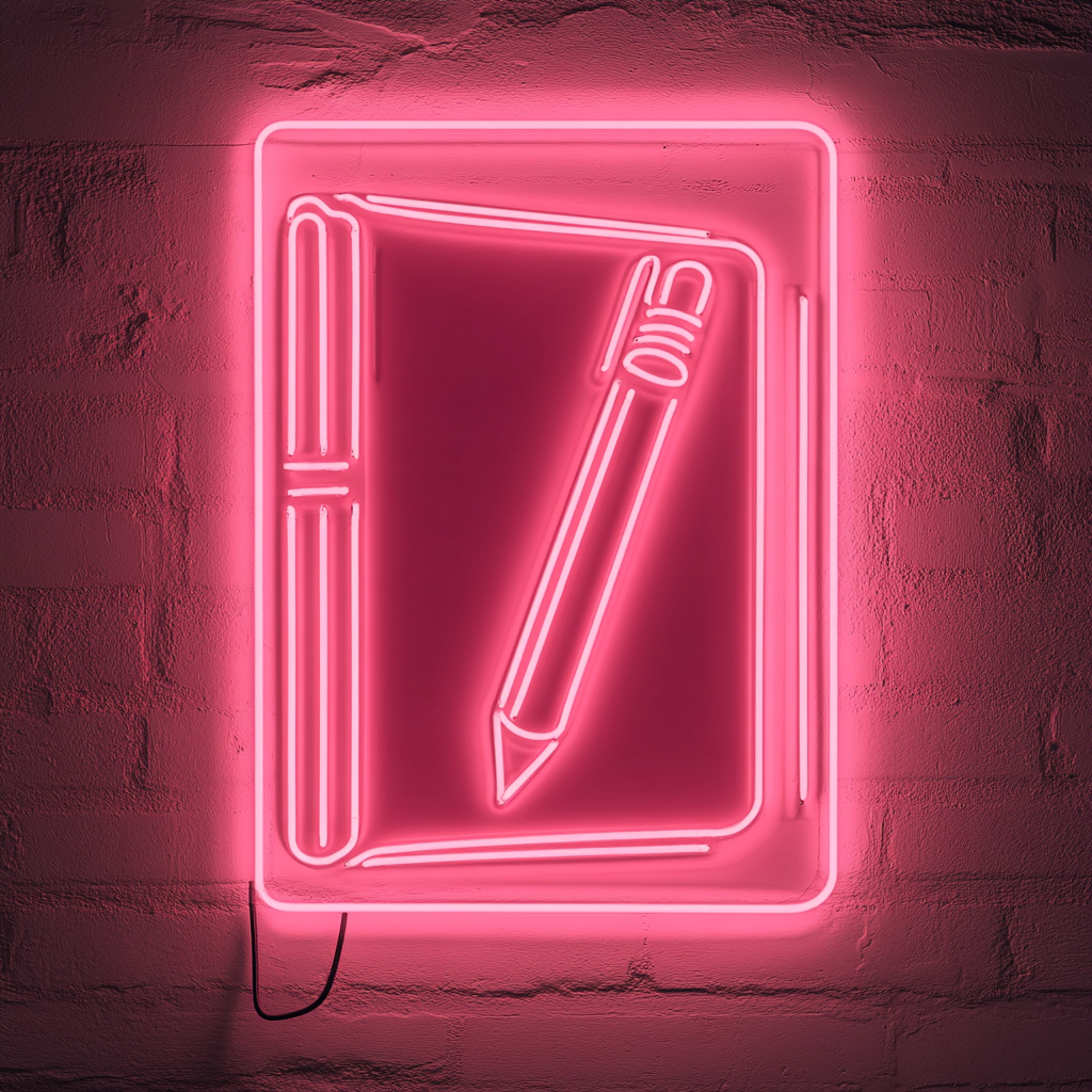 Book Pen - Pink Neon Sign, 18 Inches