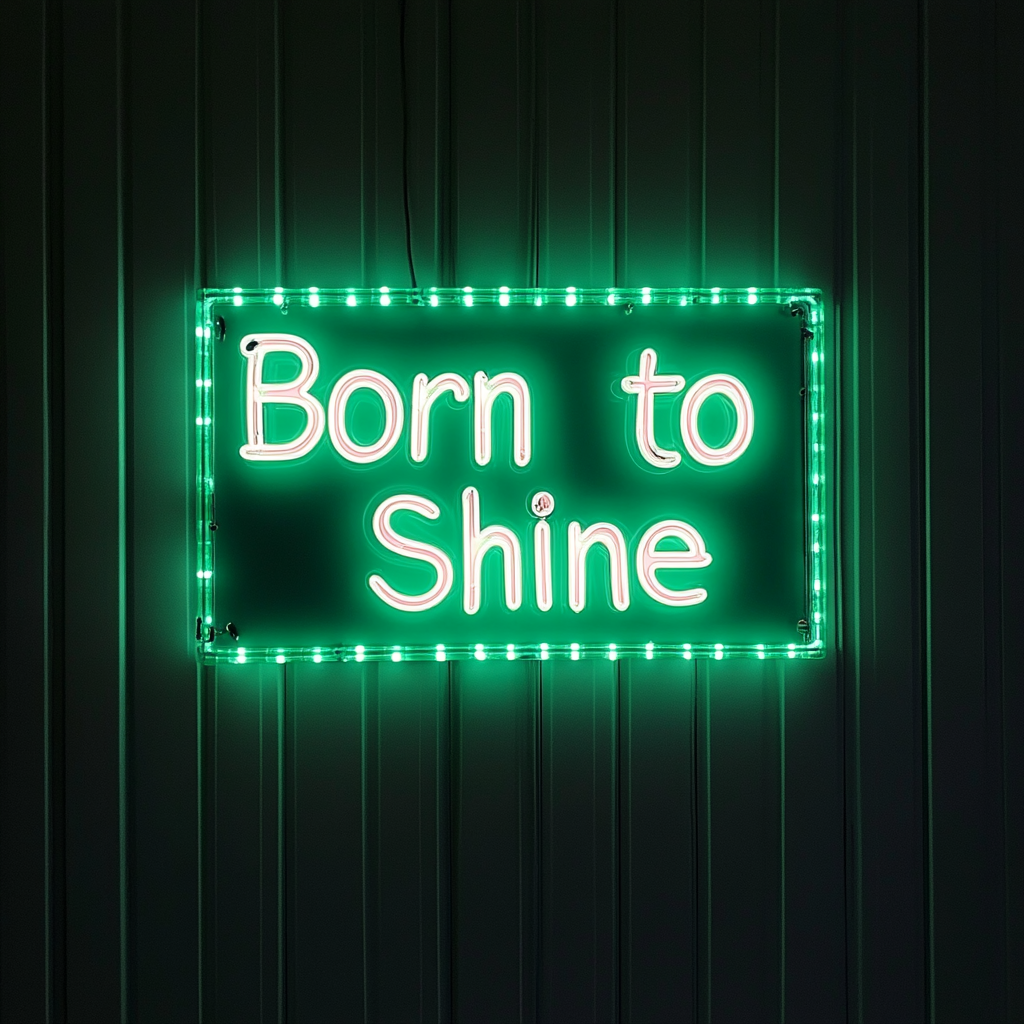 Born to Shine - Green Neon Sign, 24 Inches