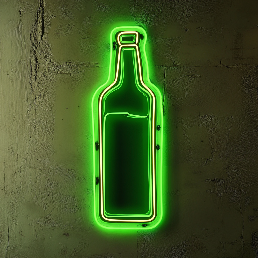 Bottle - Green Neon Sign, 18 Inches