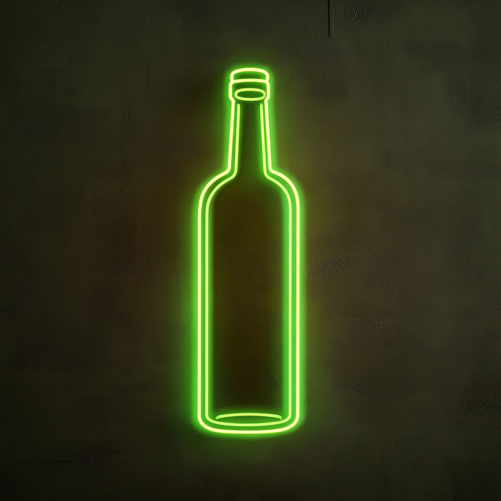 Bottle - Green Neon Sign, 18 Inches