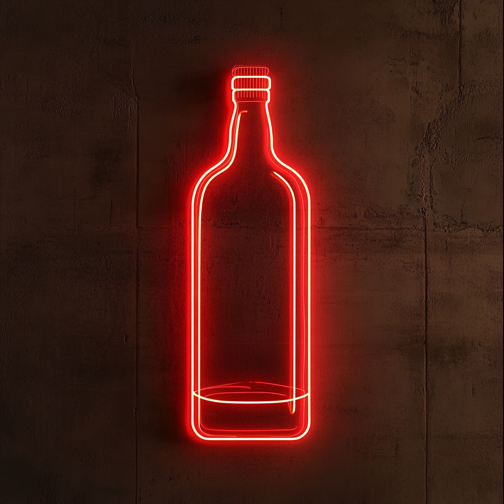 Bottle - Red Neon Sign, 18 Inches