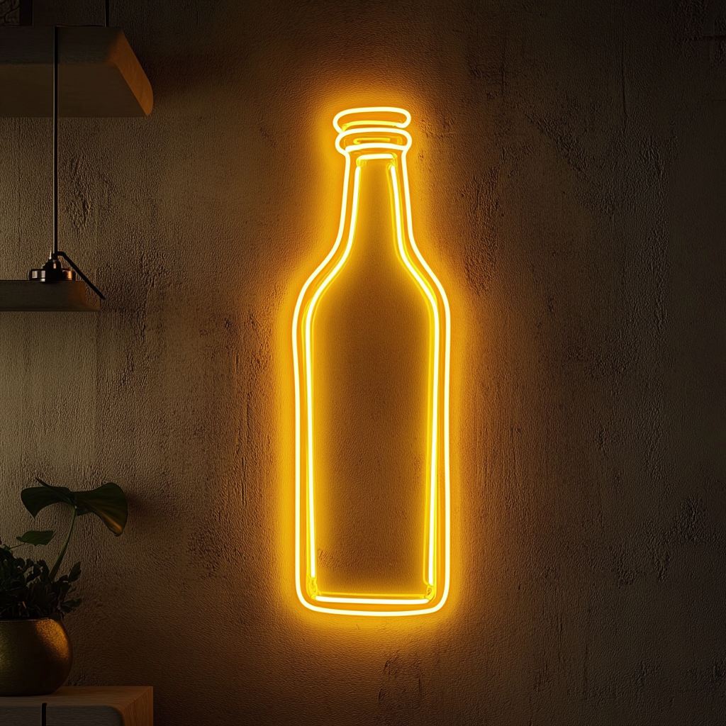 Bottle - Yellow Neon Sign, 18 Inches