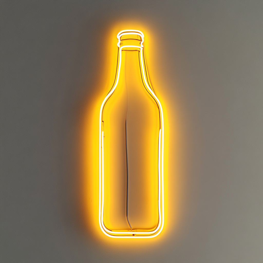Bottle - Yellow Neon Sign, 18 Inches