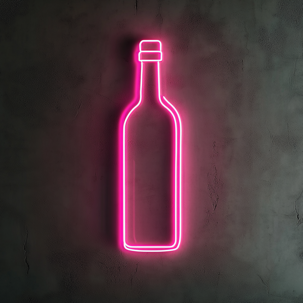 Bottle of Olive Oil - Pink Neon Sign, 18 Inches