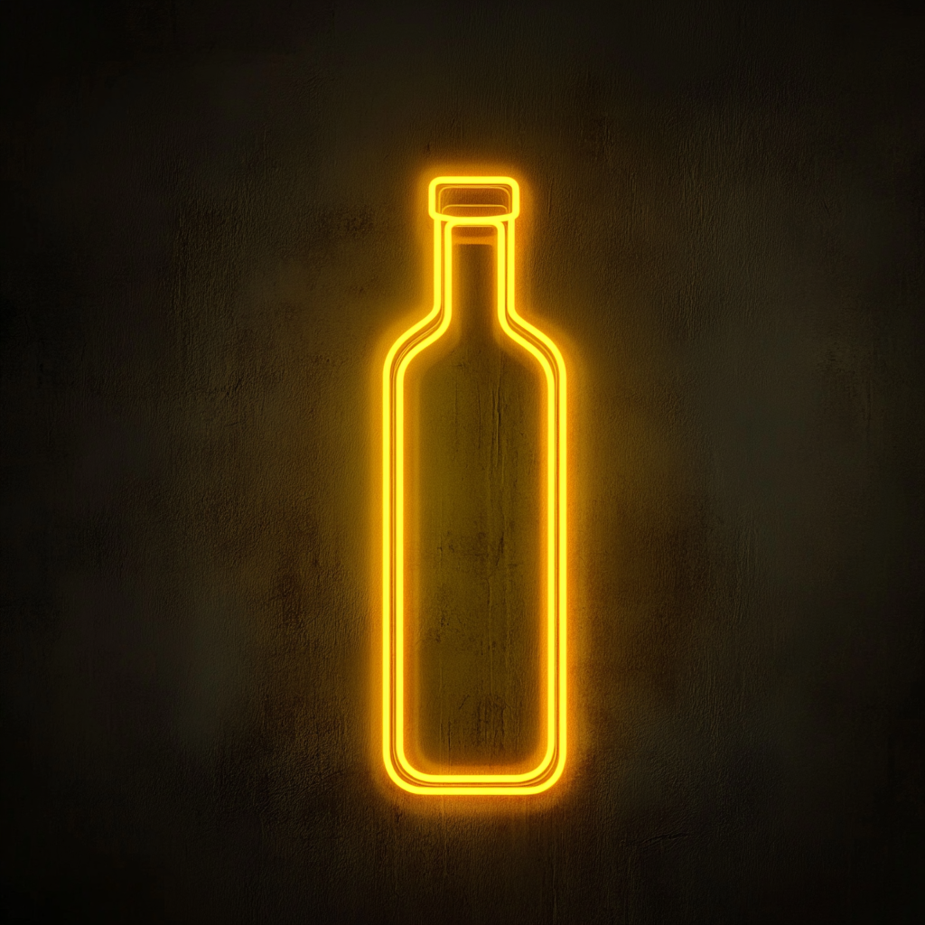 Bottle of Olive Oil - Yellow Neon Sign, 18 Inches