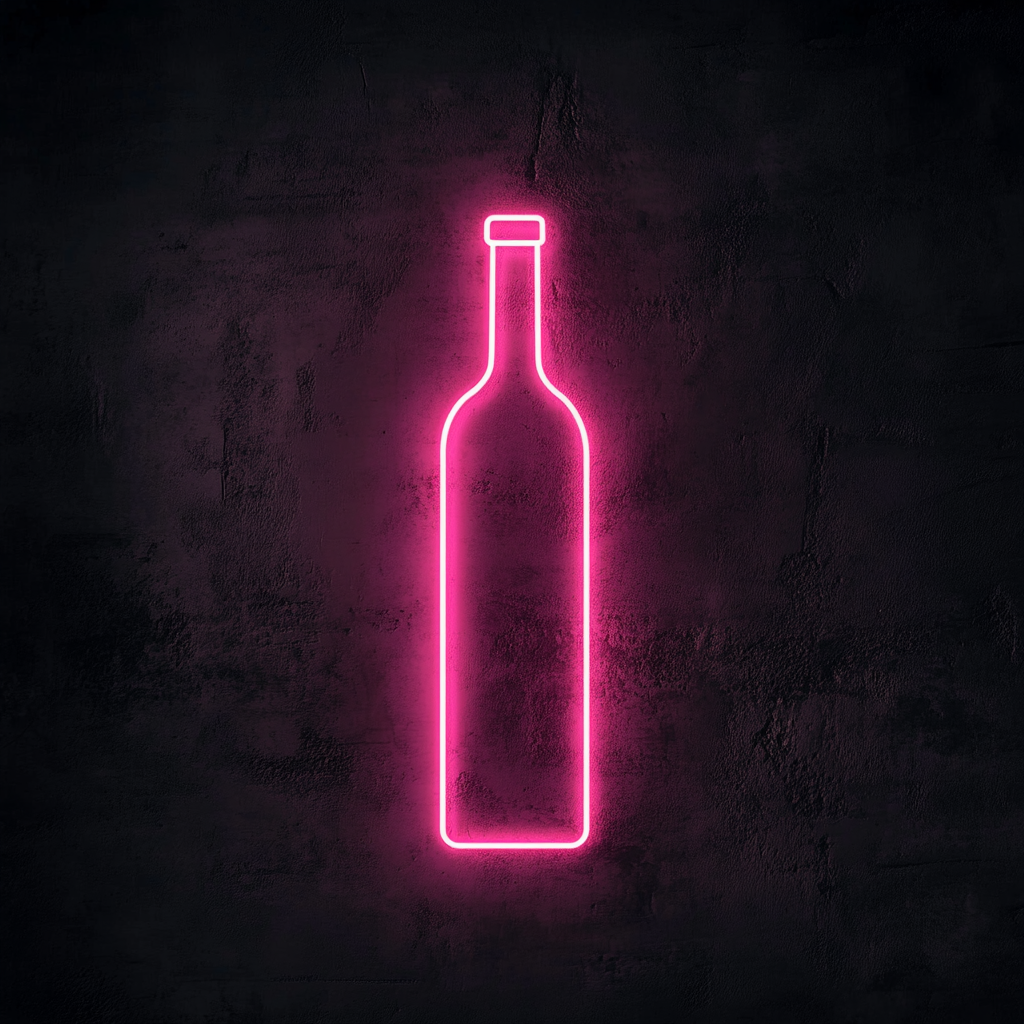 Bottle of Wine - Pink Neon Sign, 24 Inches