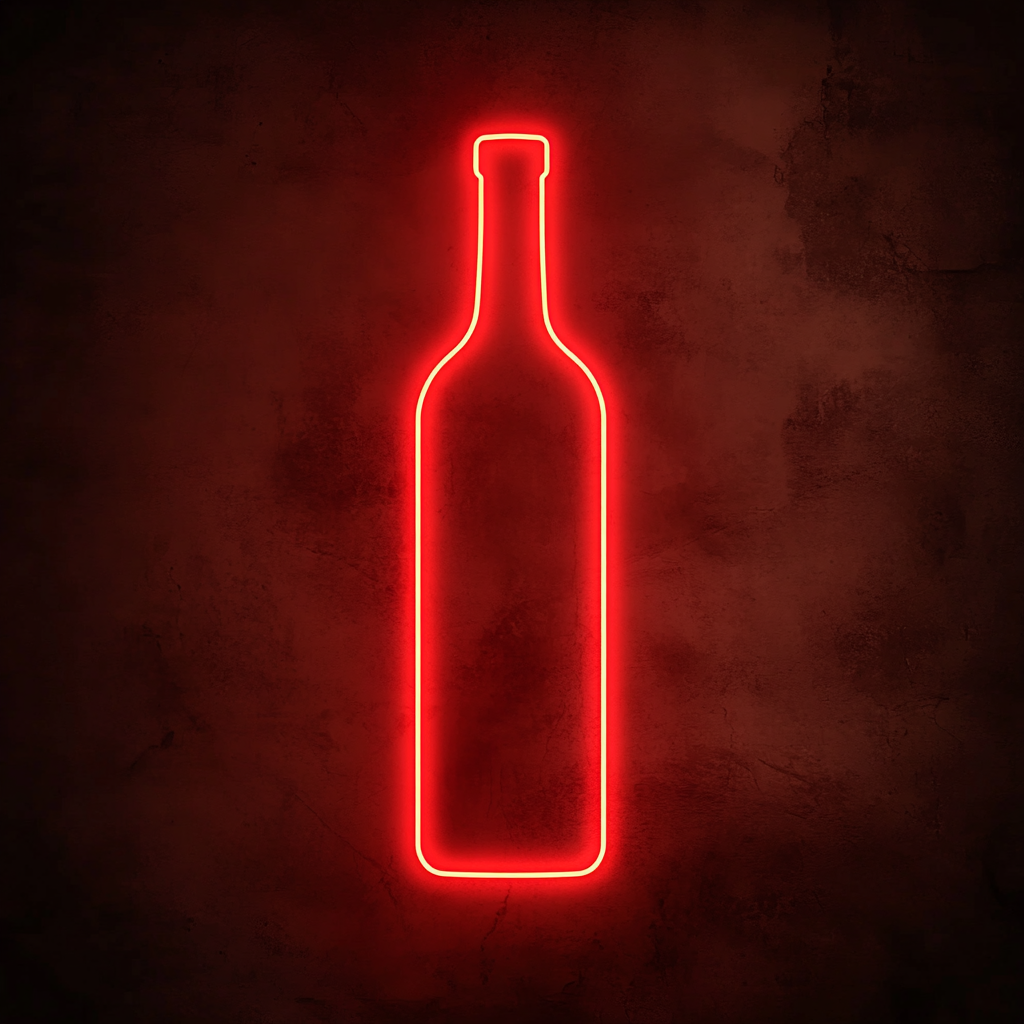 Bottle of Wine - Red Neon Sign, 24 Inches