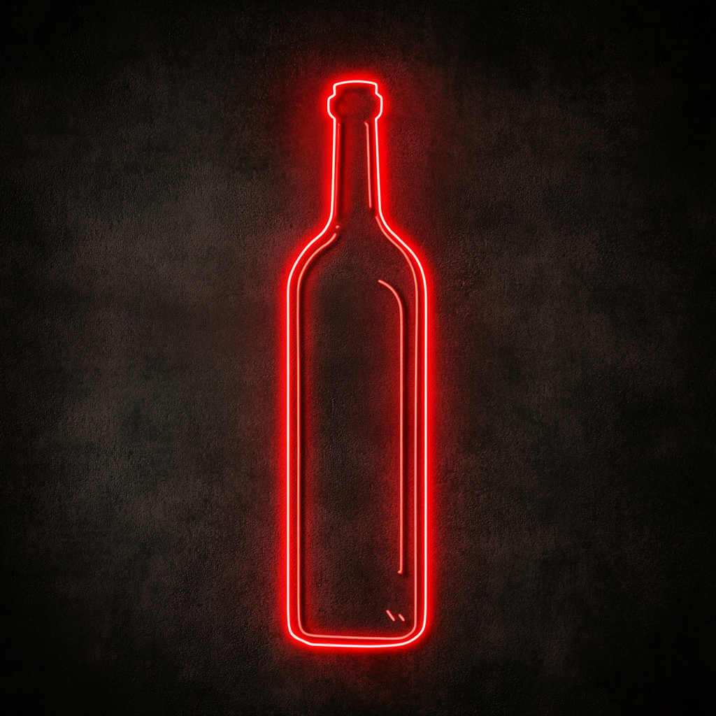 Bottle of Wine - Red Neon Sign, 18 Inches