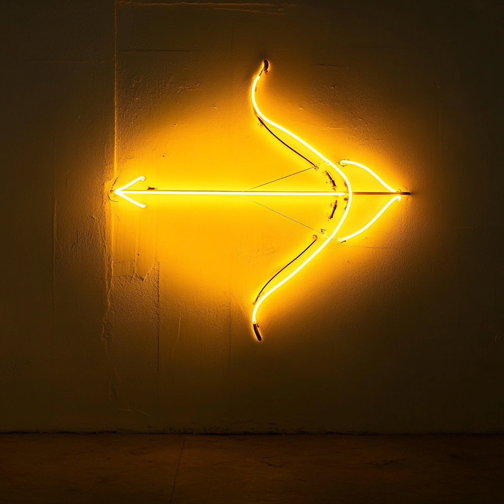 Bow and Arrow - Yellow Neon Sign, 18 Inches