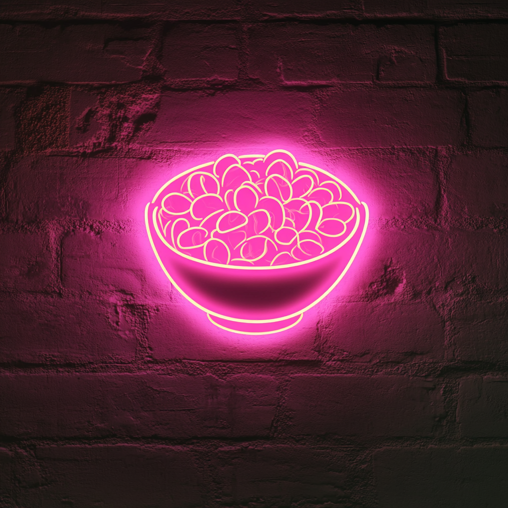 Bowl of Mixed Nuts - Pink Neon Sign, 18 Inches