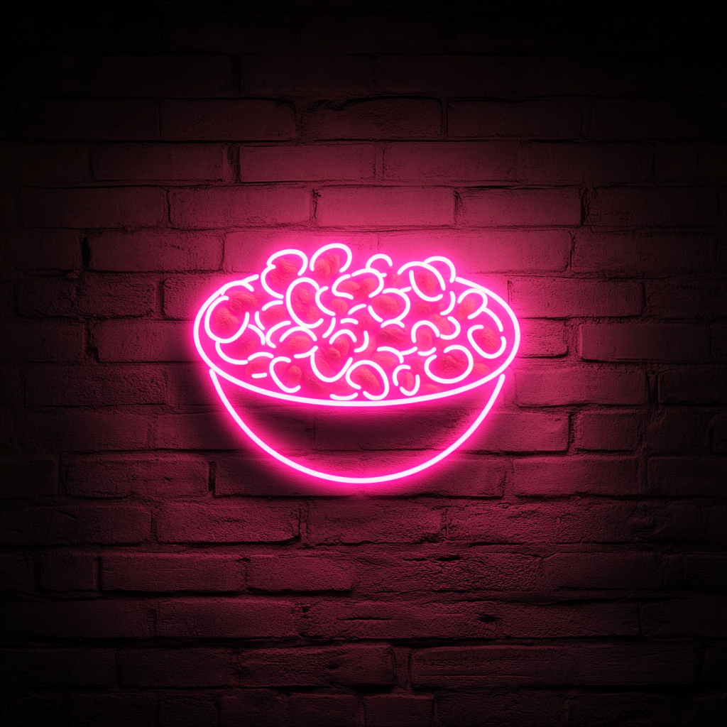 Bowl of Mixed Nuts - Pink Neon Sign, 18 Inches