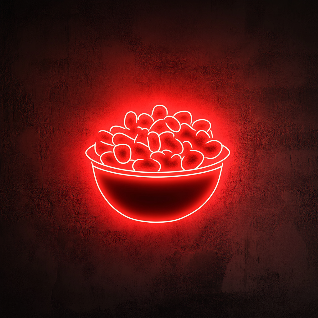 Bowl of Mixed Nuts - Red Neon Sign, 18 Inches