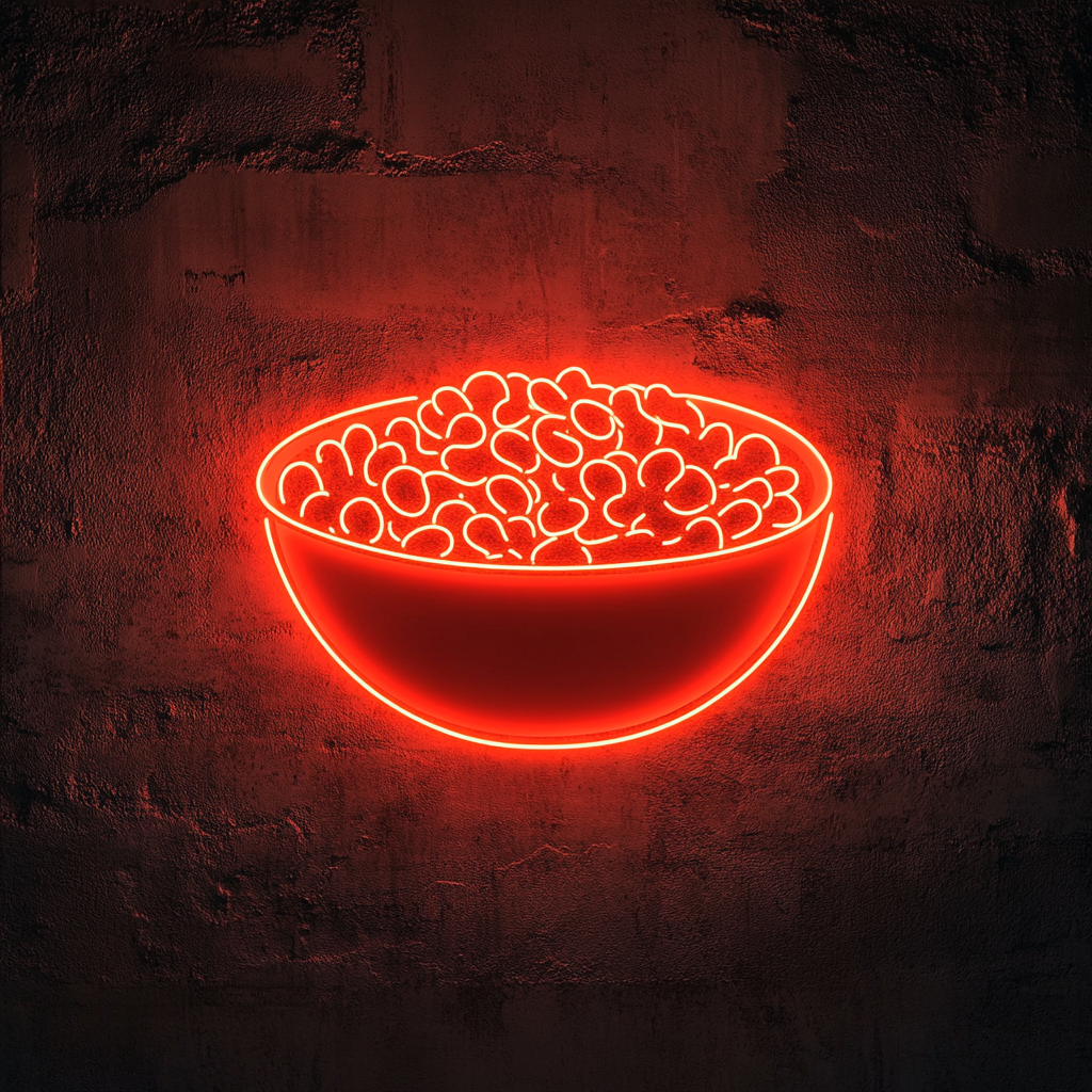 Bowl of Mixed Nuts - Red Neon Sign, 18 Inches