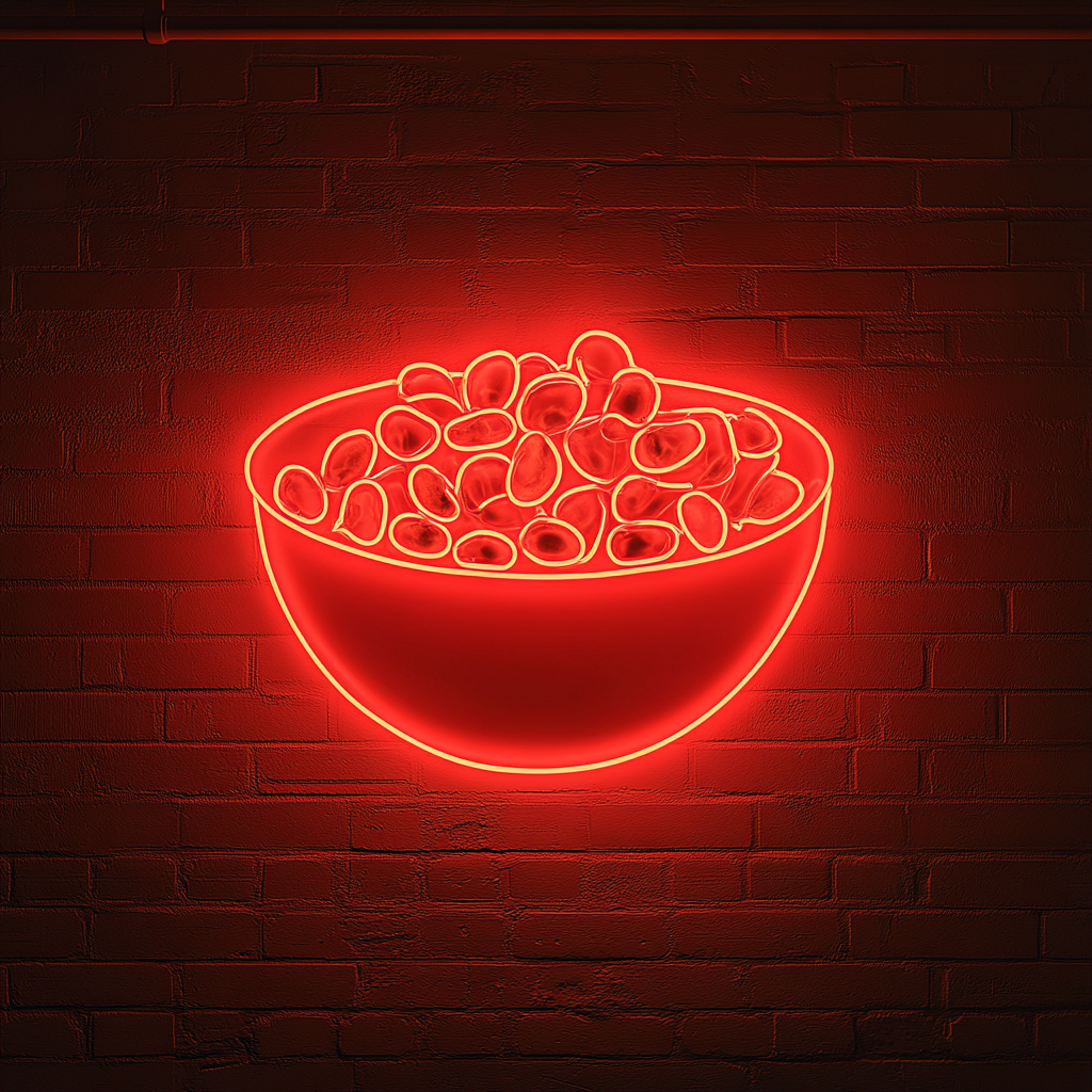 Bowl of Mixed Nuts - Red Neon Sign, 24 Inches