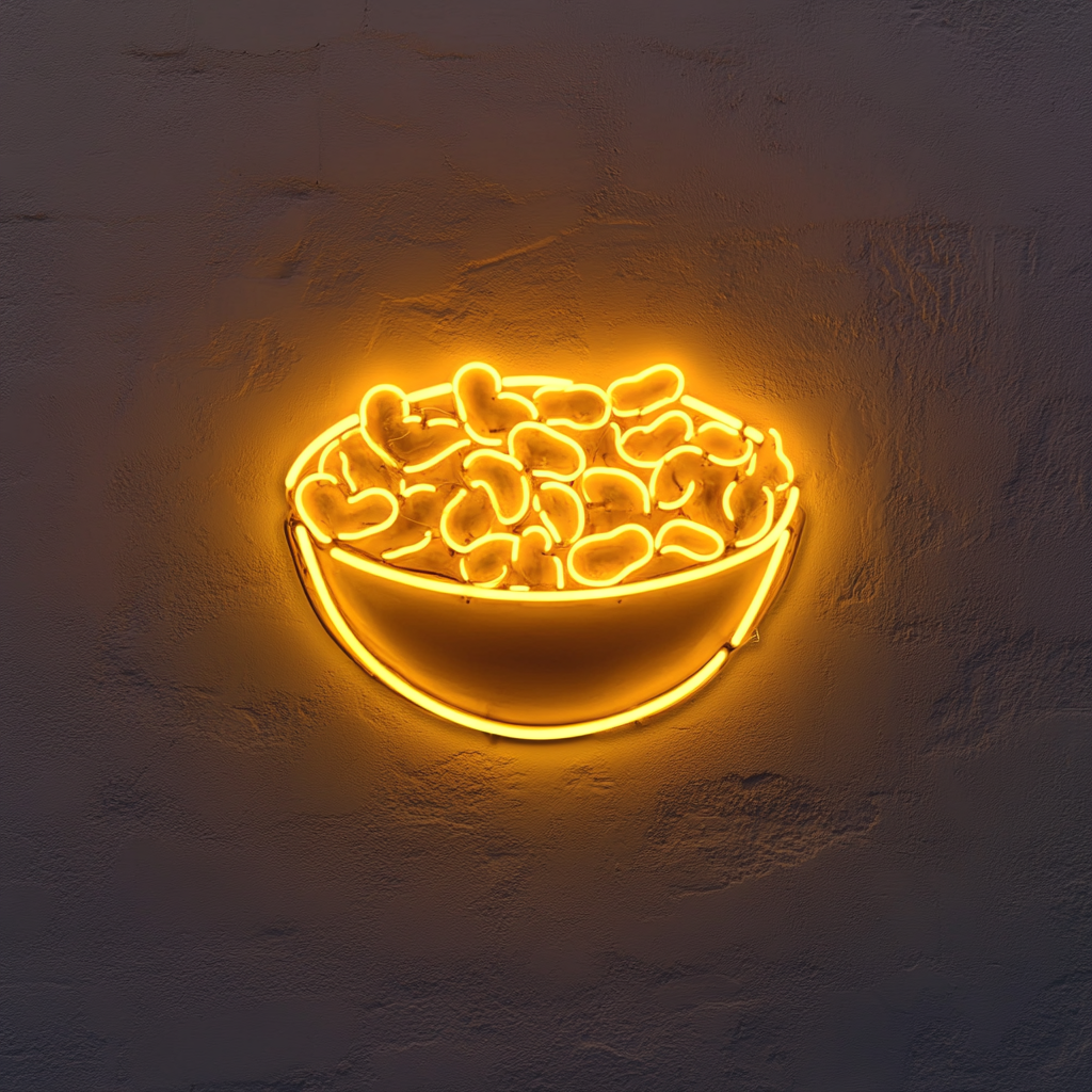 Bowl of Mixed Nuts - Yellow Neon Sign, 18 Inches