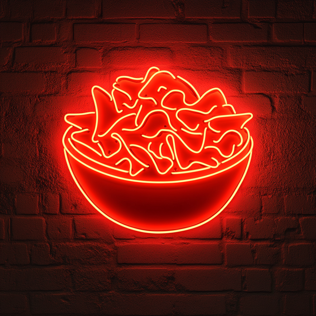 Bowl of Nachos with Cheese - Red Neon Sign, 24 Inches