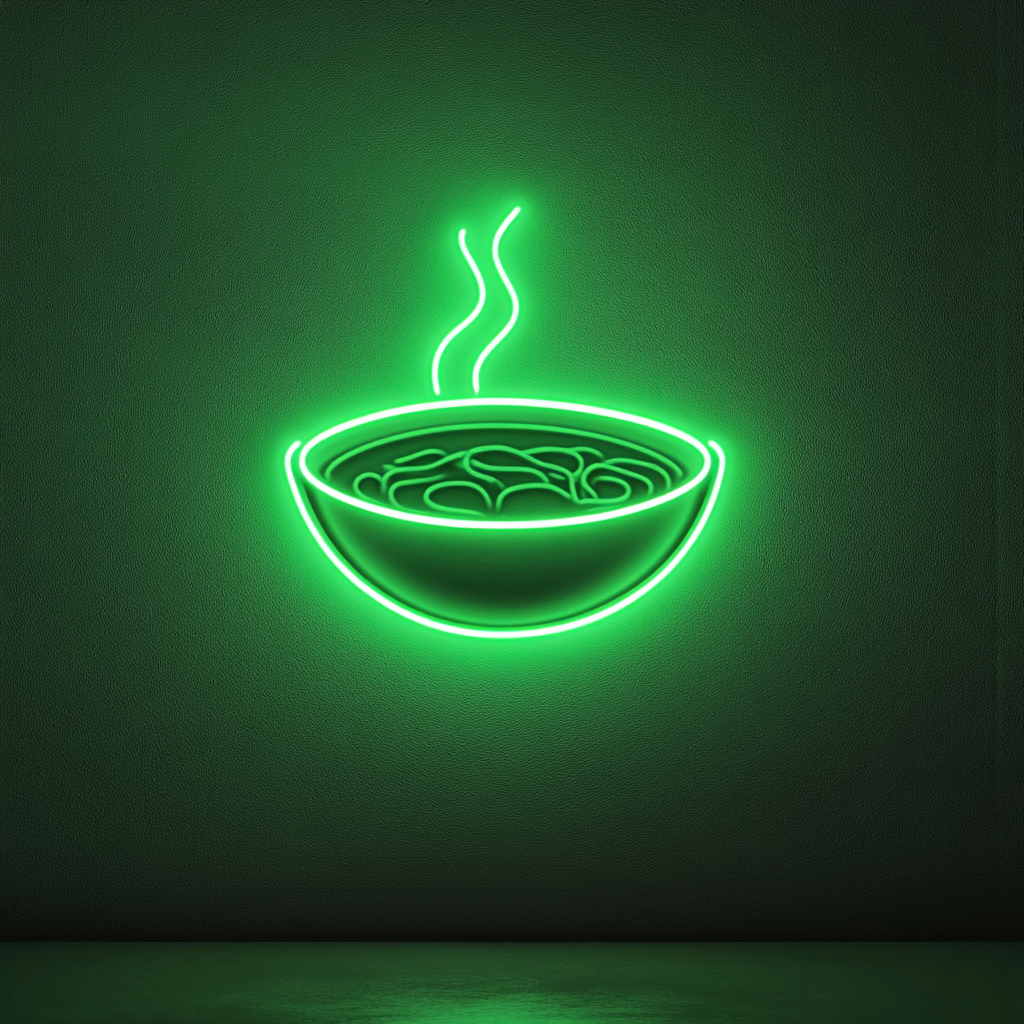 Bowl of Pho - Green Neon Sign, 18 Inches