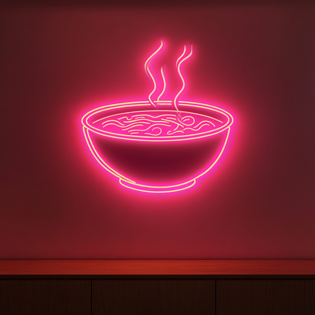 Bowl of Pho - Pink Neon Sign, 24 Inches