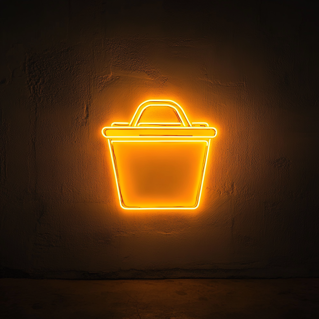 Box of Takeout Noodles - Yellow Neon Sign, 24 Inches