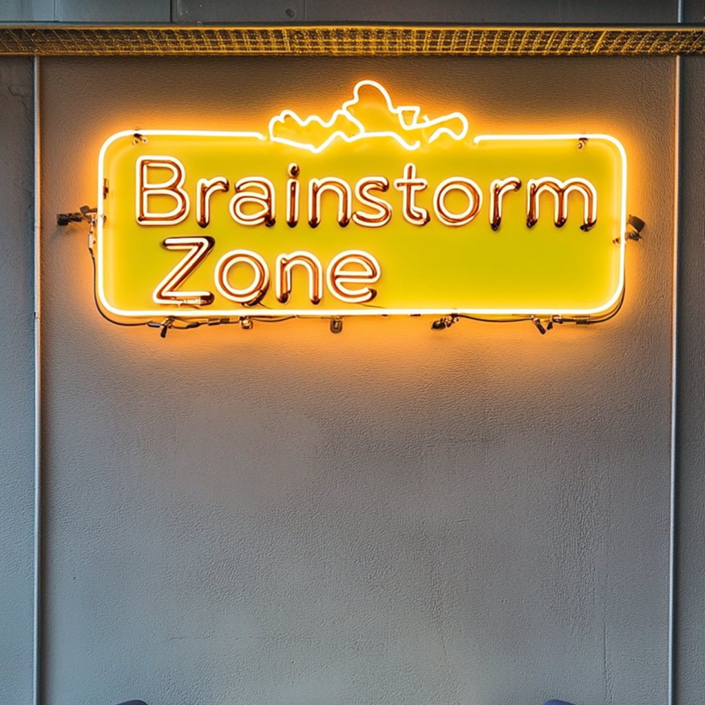 "Brainstorm Zone" - Yellow Neon Sign, 24 Inches
