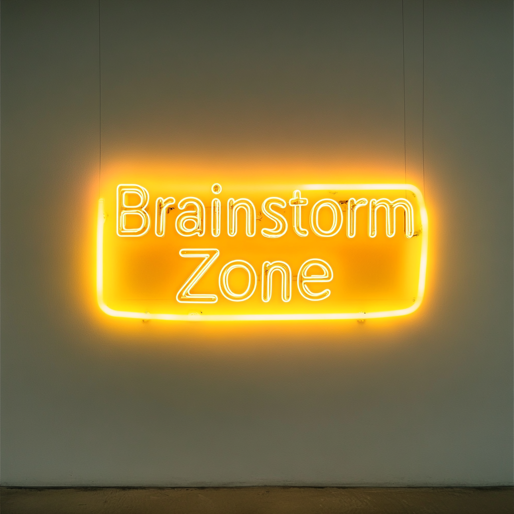 "Brainstorm Zone" - Yellow Neon Sign, 24 Inches