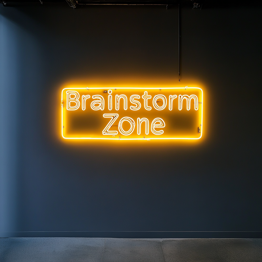"Brainstorm Zone" - Yellow Neon Sign, 18 Inches