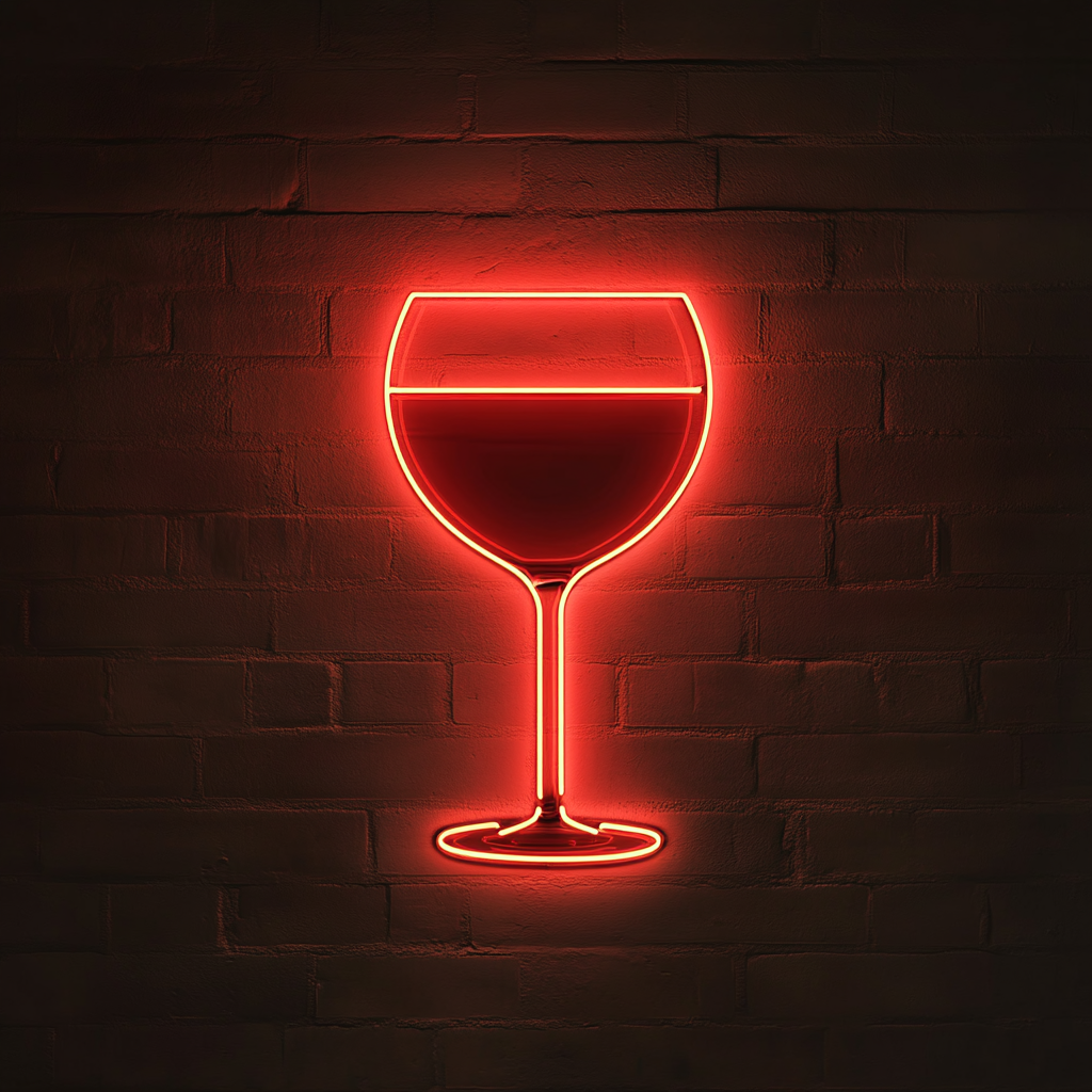 Brandy Glass - Red Neon Sign, 18 Inches
