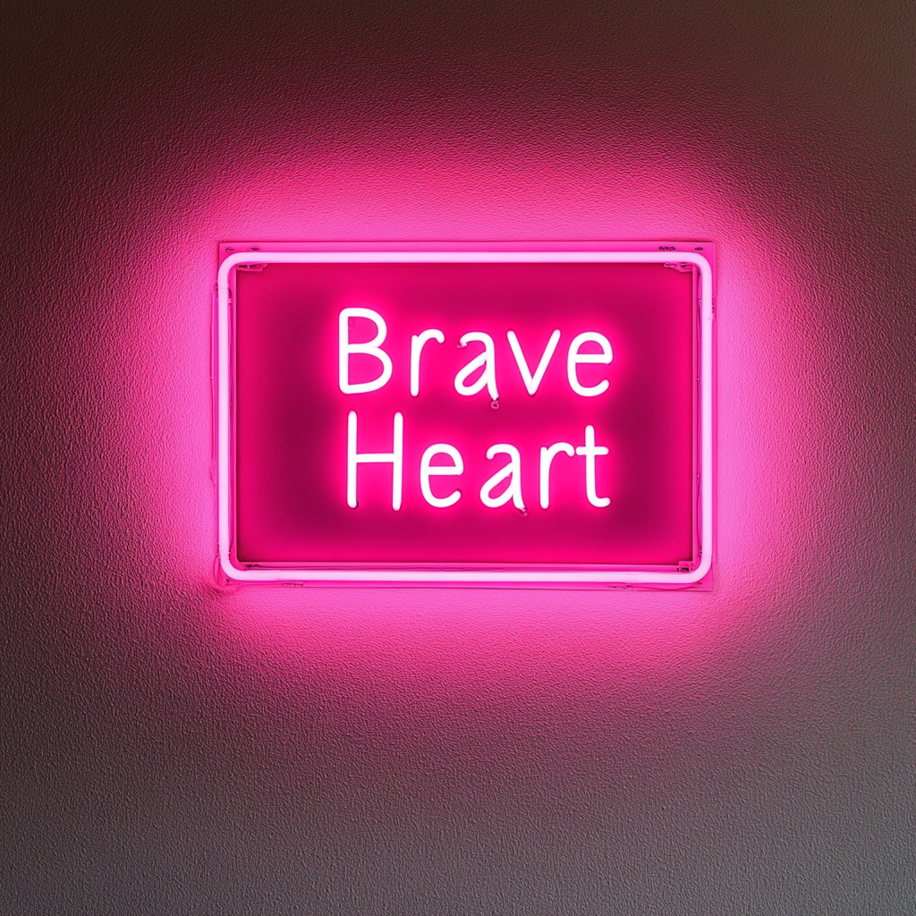 Brave Heart - Pink Neon Sign, 18 Inches