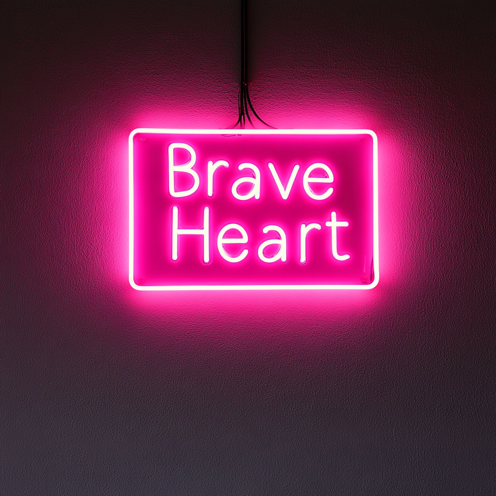 Brave Heart - Pink Neon Sign, 18 Inches