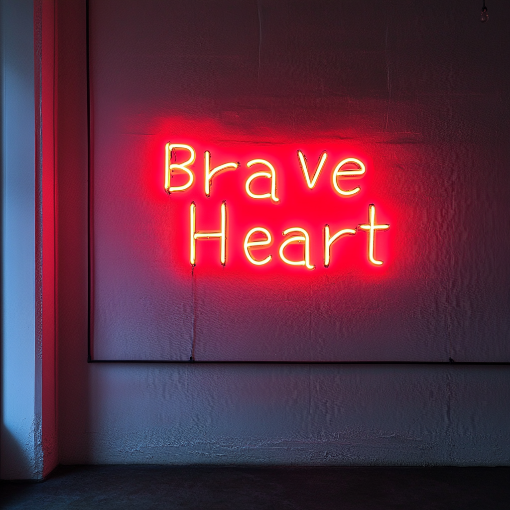 Brave Heart - Red Neon Sign, 18 Inches